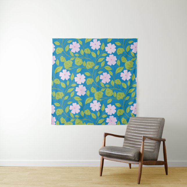 Spring retro flowers tapestry (In Situ)