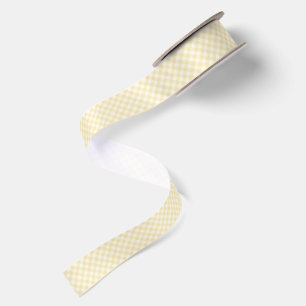 Spring Retro Gingham Buttercream Satin Ribbon