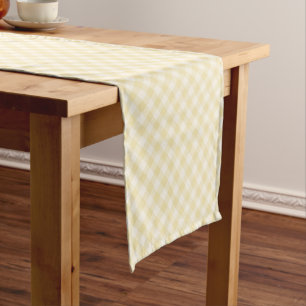 Spring Retro Gingham   Buttercream Short Table Runner