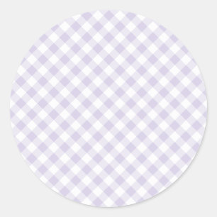 Spring Retro Gingham Dusty Lavender Classic Round Sticker