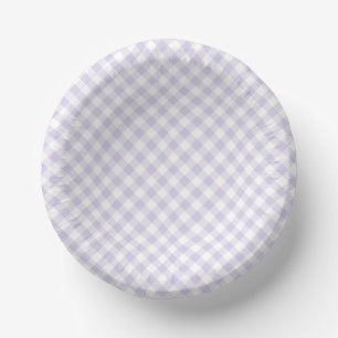Spring Retro Gingham Dusty Lavender Paper Plate