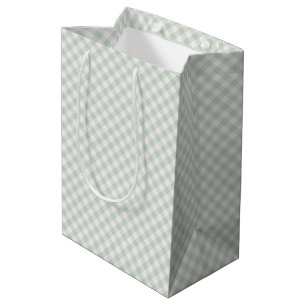 Spring Retro Gingham Muted Sage Medium Gift Bag