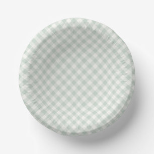 Spring Retro Gingham Muted Sage Paper Plate