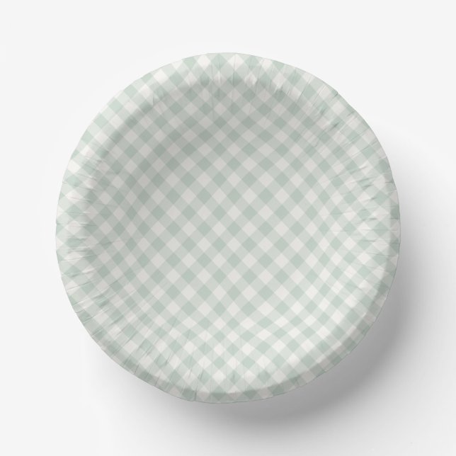 Spring Retro Gingham | Muted Sage Paper Plate (Front)