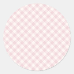 Spring Retro Gingham Soft Blush Classic Round Sticker