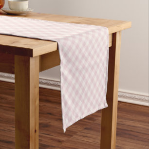 Spring Retro Gingham   Soft Blush Short Table Runner