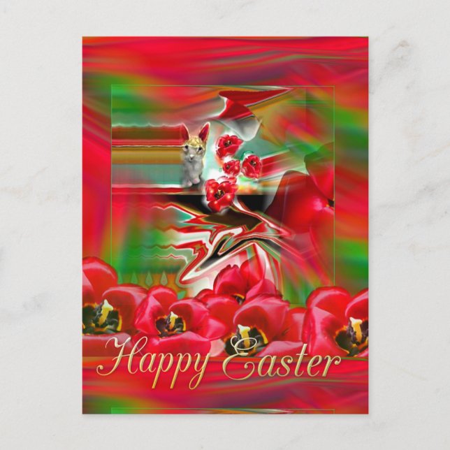 Spring Revival Abstract Easter Art Postcard (Front)