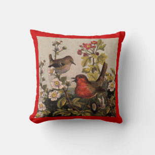 Spring Robin Birds Red Birding Cushion