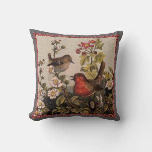 Spring Robin Birds Red Birding Cushion