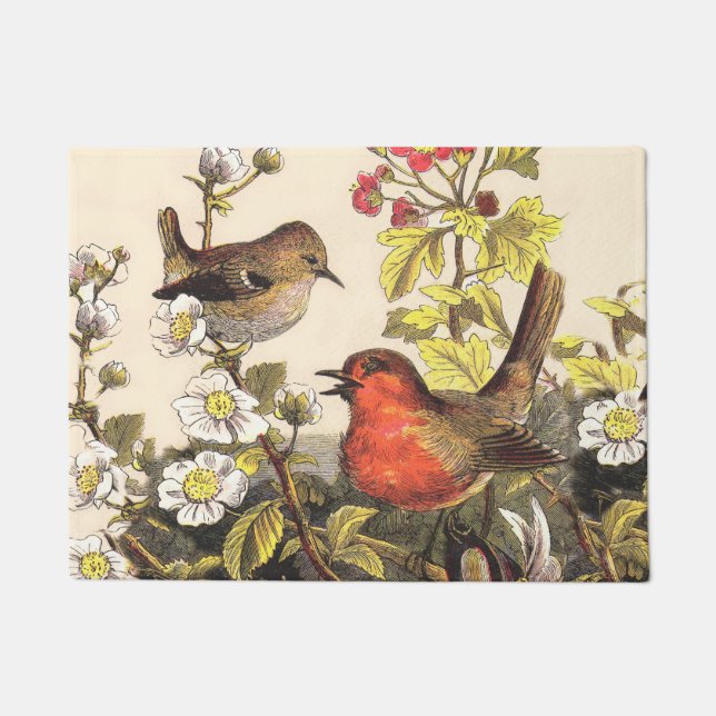 Spring Robin Birds Red Birding Doormat (Front)