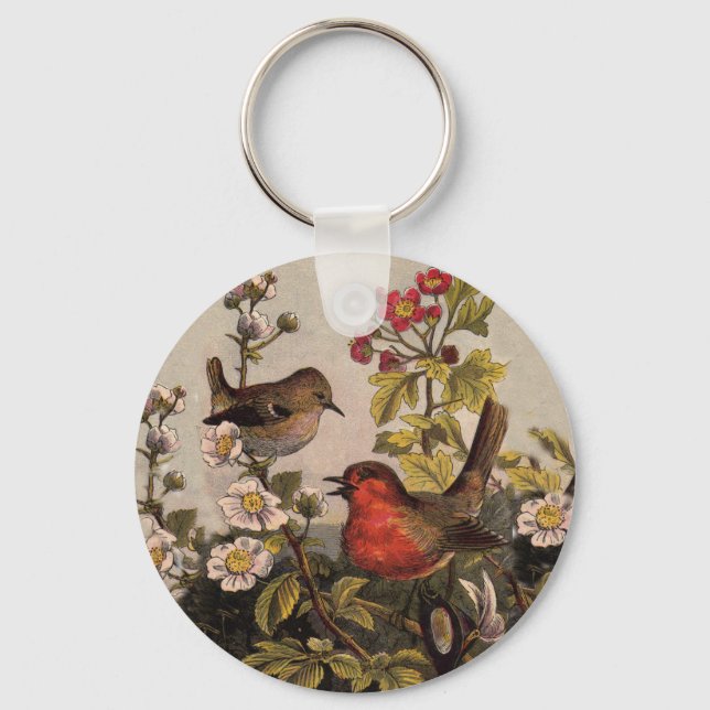 Spring Robin Birds Red Birding Key Ring (Front)