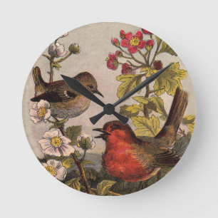 Spring Robin Birds Red Birding Round Clock