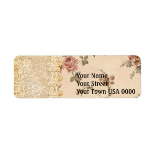 spring romance victorian rose pattern return address label