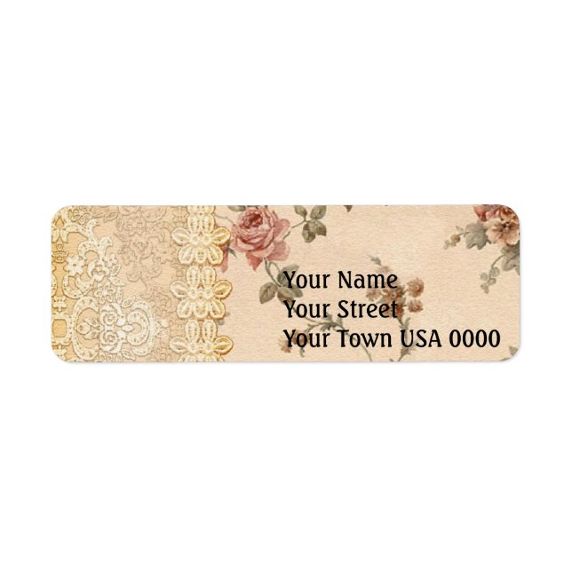spring romance victorian rose pattern return address label (Front)