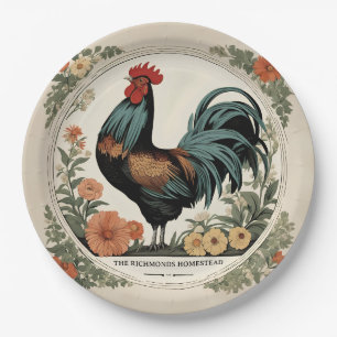 Spring Rooster Paper Plate