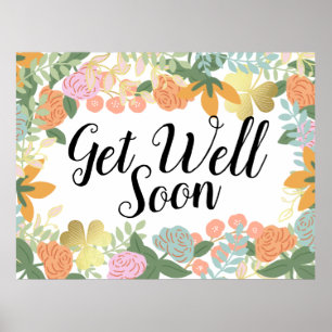 Spring Rose Bloom Clover Support Get Well Soon  Poster