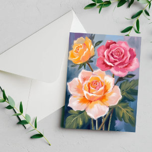 Spring Rose Floral Watercolor Painting Flower Card