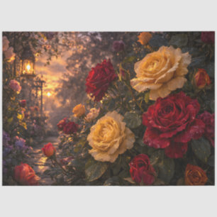 Spring Rose Garden Path Red and Yellow Roses Tissue Paper