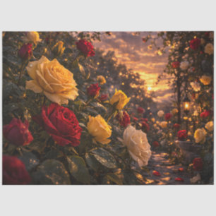 Spring Rose Garden Sunset Red and Yellow Roses  Tissue Paper