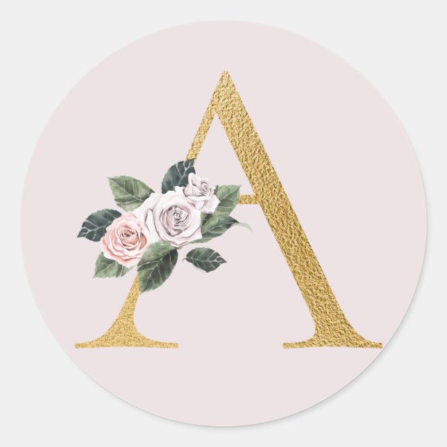 Spring roses gold initials sticker letter A (Front)