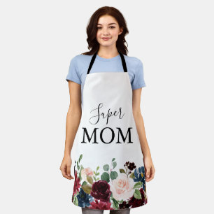 Spring Rustic Burgundy Calligraphy Super Mum  Apron