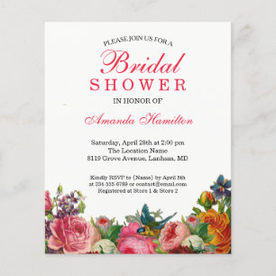 Spring rustic Floral pink BIRD Bridal Shower