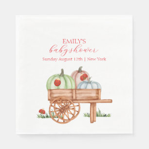 Spring Rustic Modern Pumpkin Labybug Baby Shower Napkin