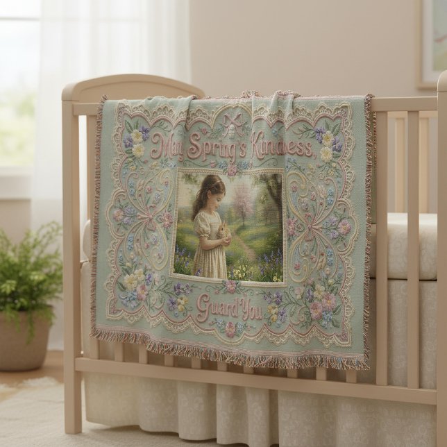 Spring’s Kindness Guardian Personalised Faux‑Embro Throw Blanket (Creator Uploaded)