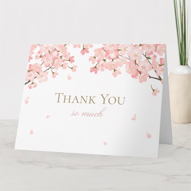 Spring Sakura Japanese Cherry Blossoms Pink Thank You Card (Front)