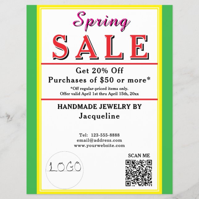 Spring Sale Jewelry Yellow Green Heart Flyer (Front)