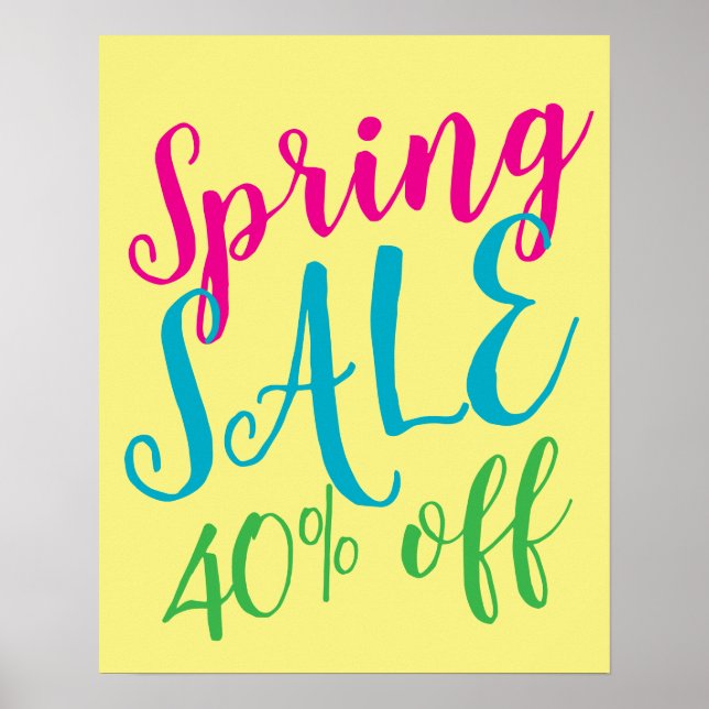 Spring Sale Sign, 40% Off Sale Sign, Retail Poster (Front)