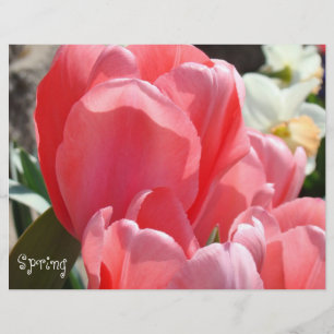 Spring Scrapbook paper Pink Tulip Flowers