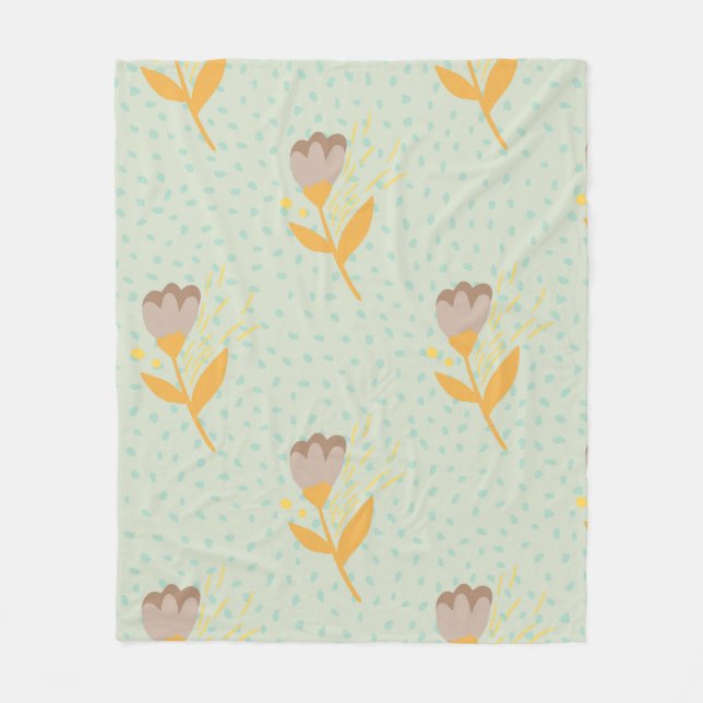 Spring seamless folk flower doodle pattern. Hand d Fleece Blanket (Front)