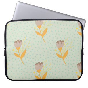 Spring seamless folk flower doodle pattern. Hand d Laptop Sleeve