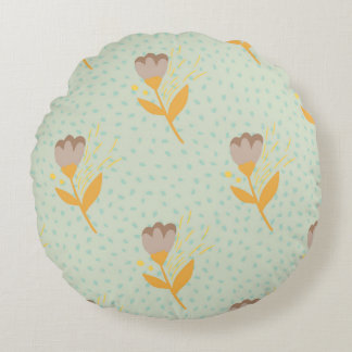 Spring seamless folk flower doodle pattern. Hand d Round Cushion