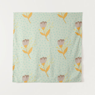 Spring seamless folk flower doodle pattern. Hand d Tapestry