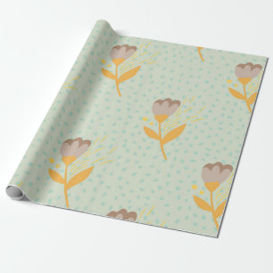 Spring seamless folk flower doodle pattern. Hand d Wrapping Paper
