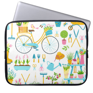 Spring seamless pattern in simple hand-drawn carto laptop sleeve