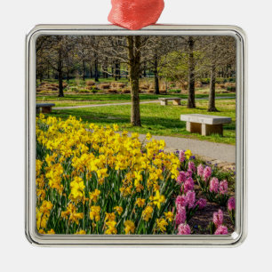 Spring Season Flower Garden Metal Ornament