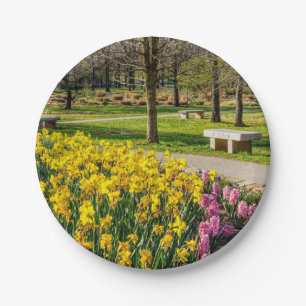 Spring Season Flower Garden Paper Plate