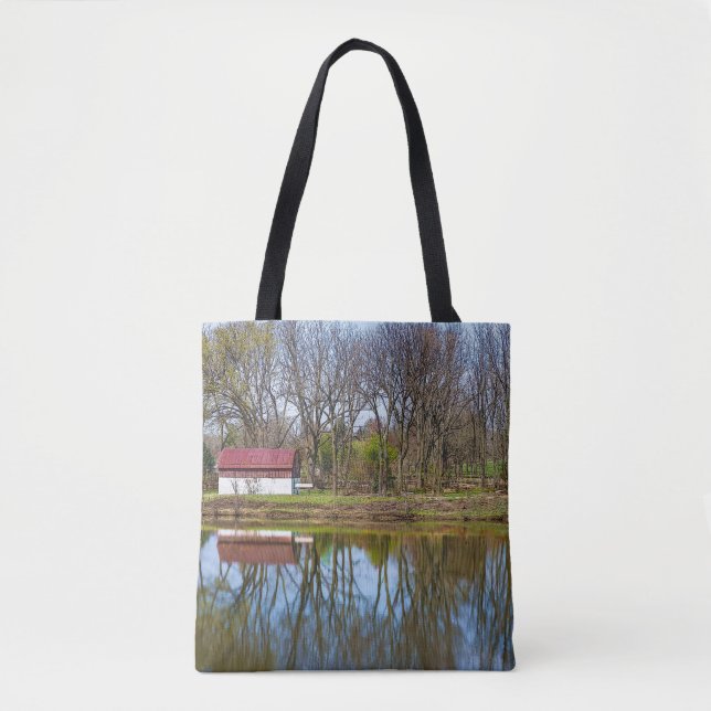 Spring Season Reflections Painterly Tote Bag (Front)