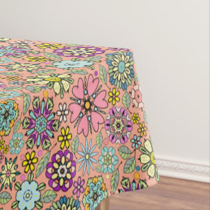 Spring Season Retro Flower Colors Seamless Pattern Tablecloth