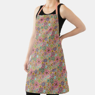Spring Season Retro Flower Colours Seamless Patter Apron