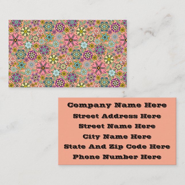 Spring Season Retro Flower Colours Seamless Patter Business Card (Front/Back)