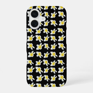 Spring Serenade: Yellow Frangipanis On Black, iPhone 16 Case