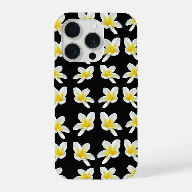 Spring Serenade: Yellow Frangipanis On Black, iPhone Case (Back)