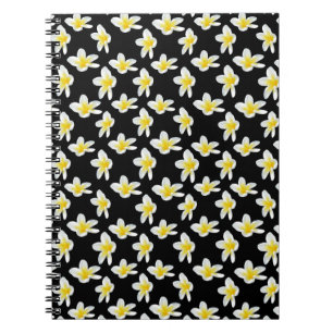 Spring Serenade: Yellow Frangipanis On Black, Notebook