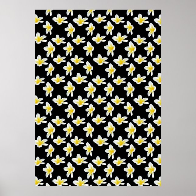 Spring Serenade: Yellow Frangipanis On Black, Poster (Front)