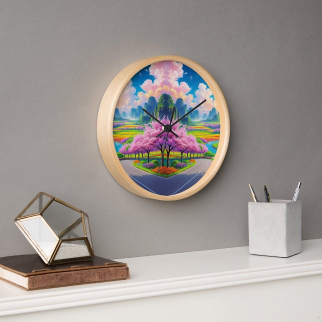 “Spring Serenity – Timeless Floral Path Wall Clock (Office)