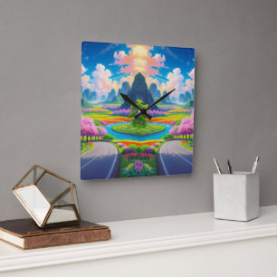 “Spring Serenity – Timeless Floral Path Wall Clock